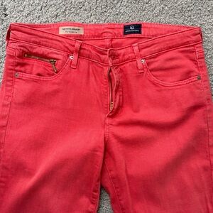AG Adriano Goldschmied the Stevie Ankle Jeans Slim Straight Size 29 Washed Red